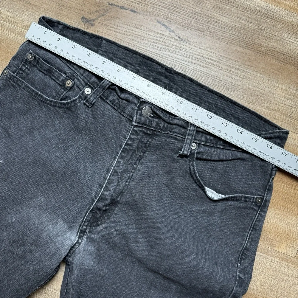 Levis Jeans Men 36x30 Black Slim Straight Leg Washout‎ Grunge Skater Fits 34x29